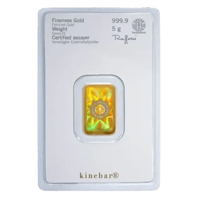 5 grammi Lingotto d’Oro - Heraeus - Kinebar series
